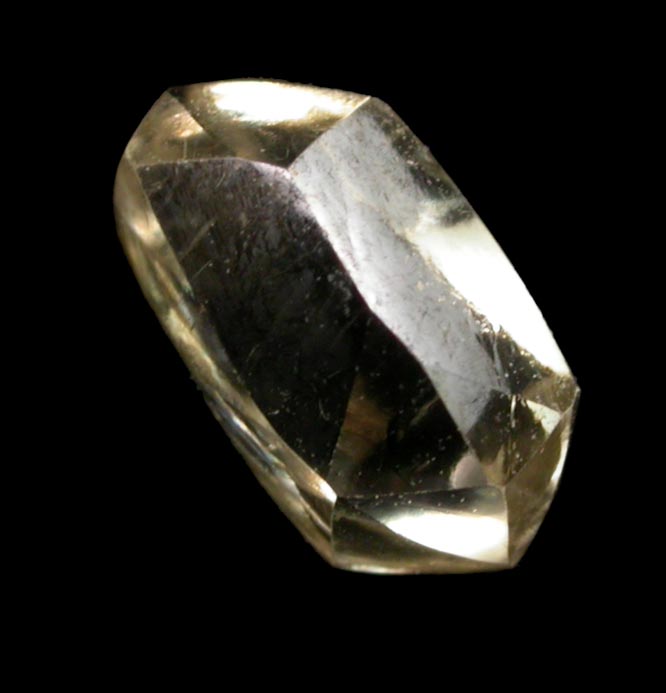 Diamond (1.34 carat yellow-gray cuttable elongated dodecahedral crystal) from Vaal River Mining District, Northern Cape Province, South Africa