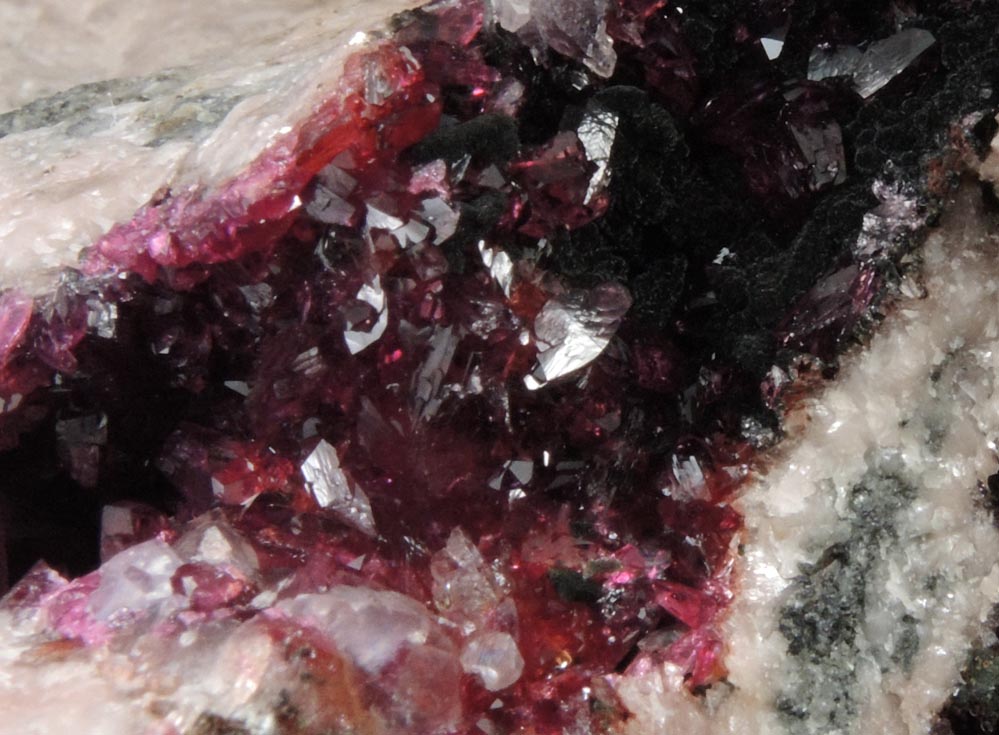 Roselite, Calcite, Heterogenite from Bou Azzer District, Anti-Atlas Mountains, Tazenakht, Ouarzazate, Morocco