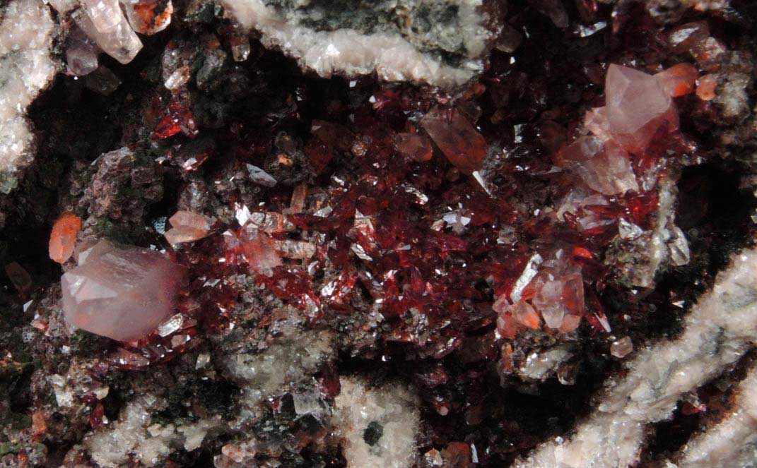 Roselite, Calcite, Heterogenite from Bou Azzer District, Anti-Atlas Mountains, Tazenakht, Ouarzazate, Morocco