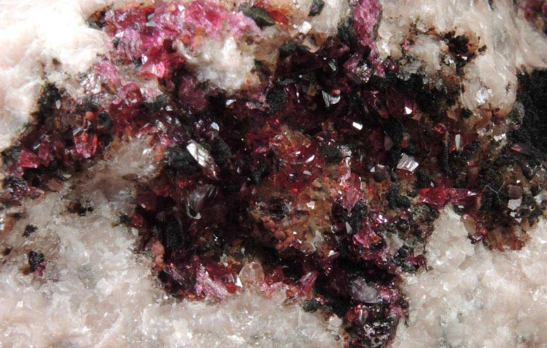 Roselite, Calcite, Heterogenite from Bou Azzer District, Anti-Atlas Mountains, Tazenakht, Ouarzazate, Morocco