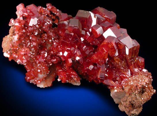 Vanadinite with Calcite on Barite from Mibladen, Haute Moulouya Basin, Zeida-Aouli-Mibladen belt, Midelt Province, Morocco