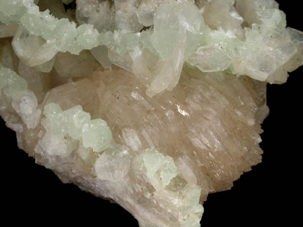 Stilbite, Prehnite, Calcite from Upper New Street Quarry, Paterson, Passaic County, New Jersey