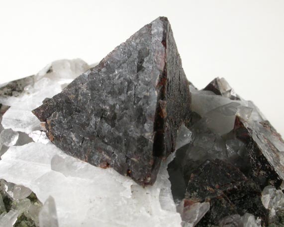 Helvine (Helvite) with Calcite and Quartz from Huanggang Mine, Kèshíkèténg Qí, Chifeng, Inner Mongolia, China