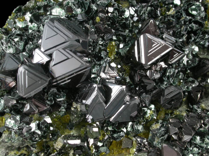 Magnetite with Clinochlore and Diopside on Epidote from Marki Khel (southwest of Jalalabad), Nangarhar Province, Afghanistan