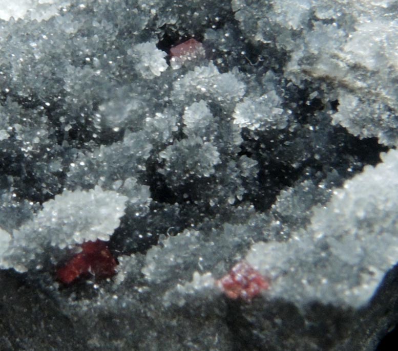Galkhaite on Quartz from Getchell Mine, 4650' Level, 182 Heading, Humboldt County, Nevada