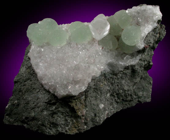 Prehnite with Calcite from Prospect Park Quarry, Prospect Park, Passaic County, New Jersey