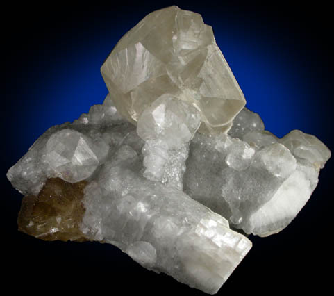 Calcite over Fluorite from Villabona District, Asturias, Spain