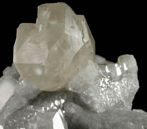 Calcite over Fluorite from Villabona District, Asturias, Spain