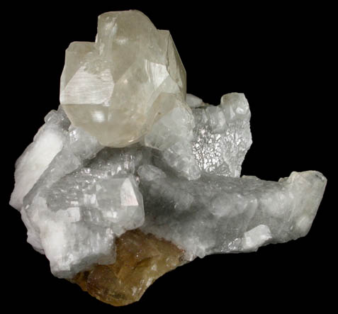 Calcite over Fluorite from Villabona District, Asturias, Spain