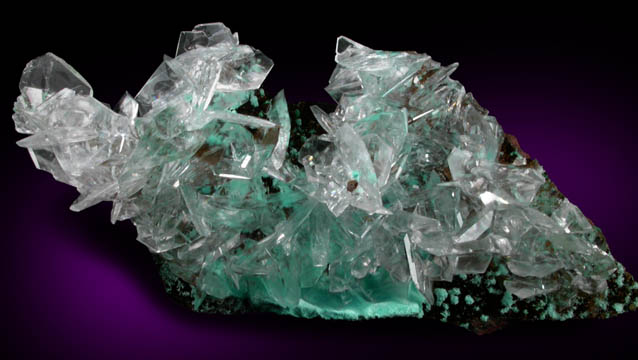 Calcite on Rosasite from Mina Ojuela, Mapimi, Durango, Mexico