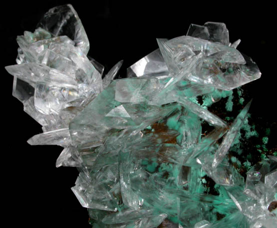 Calcite on Rosasite from Mina Ojuela, Mapimi, Durango, Mexico