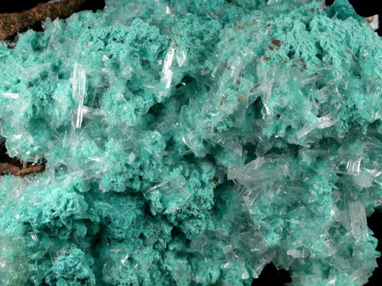 Hemimorphite on Rosasite with Calcite from Mina Ojuela, Mapimi, Durango, Mexico