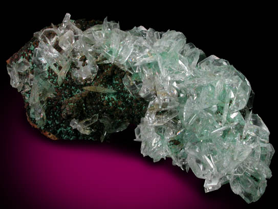 Calcite on Rosasite from Mina Ojuela, Mapimi, Durango, Mexico