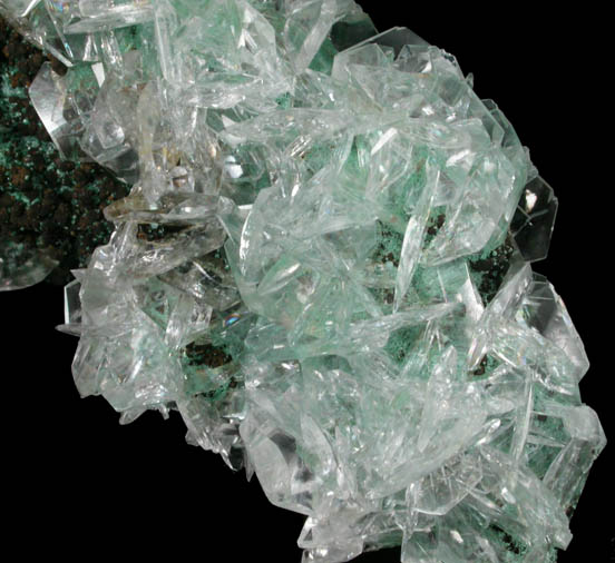 Calcite on Rosasite from Mina Ojuela, Mapimi, Durango, Mexico