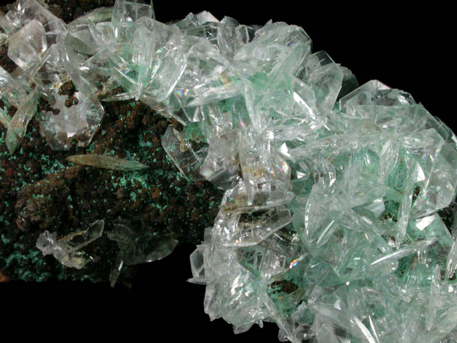 Calcite on Rosasite from Mina Ojuela, Mapimi, Durango, Mexico