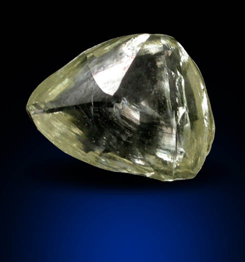 Diamond (0.42 carat yellow flattened triangular crystal) from Argyle Mine, Kimberley, Western Australia, Australia