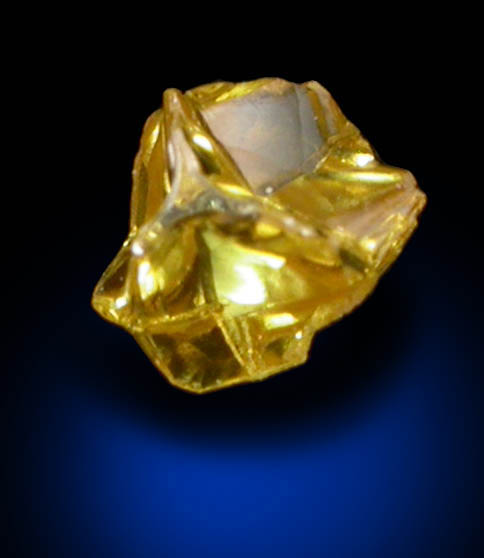 Diamond (0.11 carat fancy intense-yellow cavernous crystal) from Mbuji-Mayi (Miba), 300 km east of Tshikapa, Democratic Republic of the Congo