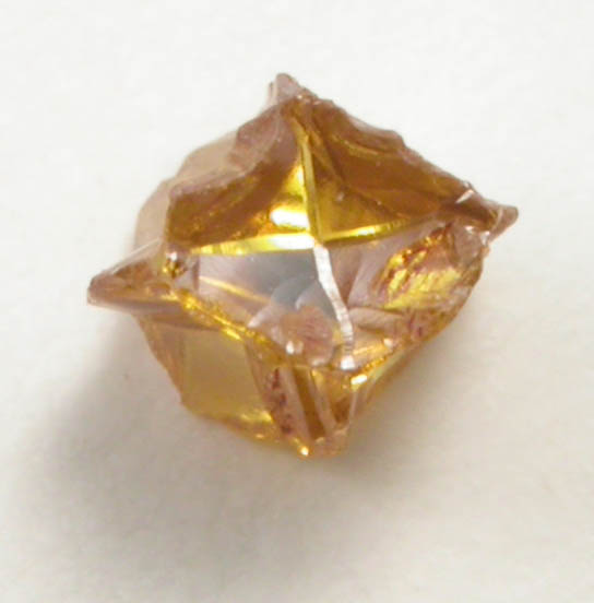 Diamond (0.19 carat fancy intense-yellow-brown cavernous crystal) from Mbuji-Mayi (Miba), 300 km east of Tshikapa, Democratic Republic of the Congo