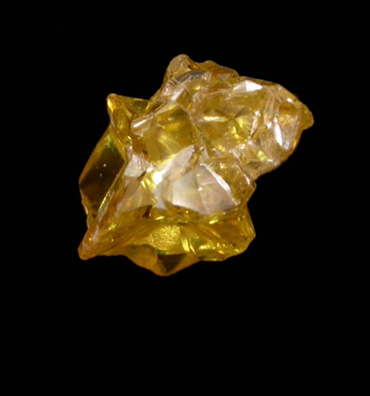 Diamond (0.24 carat intergrown fancy intense-yellow cavernous crystals) from Mbuji-Mayi (Miba), 300 km east of Tshikapa, Democratic Republic of the Congo