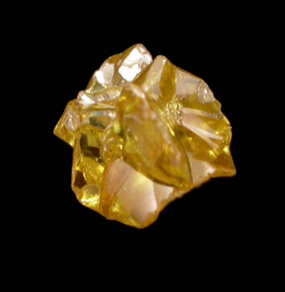 Diamond (0.24 carat intergrown fancy intense-yellow cavernous crystals) from Mbuji-Mayi (Miba), 300 km east of Tshikapa, Democratic Republic of the Congo