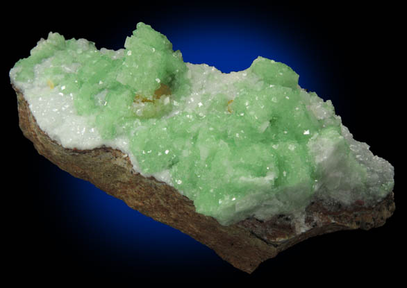 Smithsonite over Calcite on Dolomite and Wulfenite from Tsumeb Mine, Otavi-Bergland District, Oshikoto, Namibia