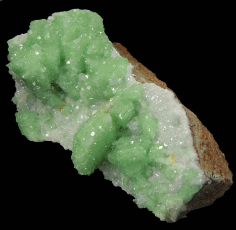 Smithsonite over Calcite on Dolomite and Wulfenite from Tsumeb Mine, Otavi-Bergland District, Oshikoto, Namibia