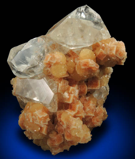 Chabazite and Stellerite with Calcite from Sokolovskiy Mine, Rudnyy, Kustanay Oblast, Kazakhstan