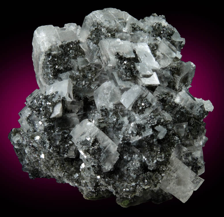 Calcite with phantom-growth zoning of Mottramite inclusions over Duftite from Tsumeb Mine, Otavi-Bergland District, Oshikoto, Namibia (Type Locality for Duftite)