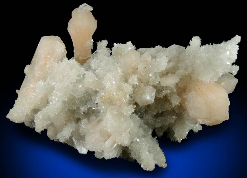 Stilbite on Quartz epimorphs after Laumontite over Calcite from Pune District, Maharashtra, India