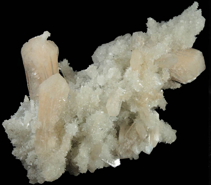 Stilbite on Quartz epimorphs after Laumontite over Calcite from Pune District, Maharashtra, India