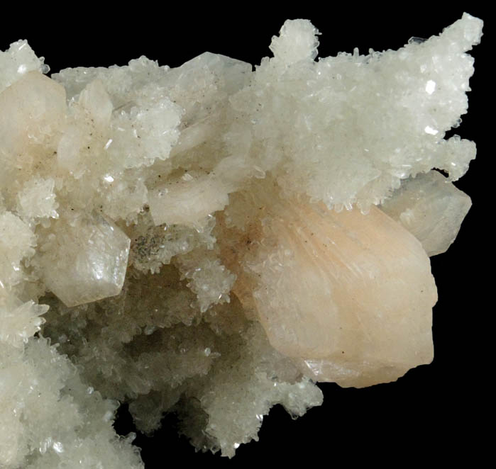 Stilbite on Quartz epimorphs after Laumontite over Calcite from Pune District, Maharashtra, India