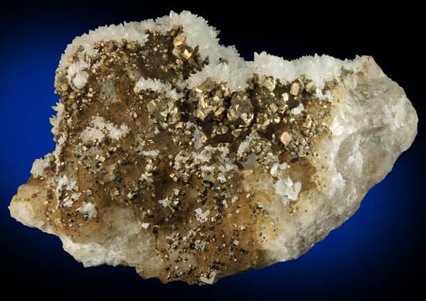 Pyrite and Calcite over Fluorite from Villabona District, Asturias, Spain