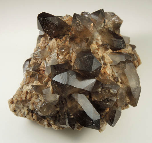 Quartz var. Smoky Quartz (Dauphin-law twins) on Microcline from Moat Mountain, west of North Conway, Carroll County, New Hampshire