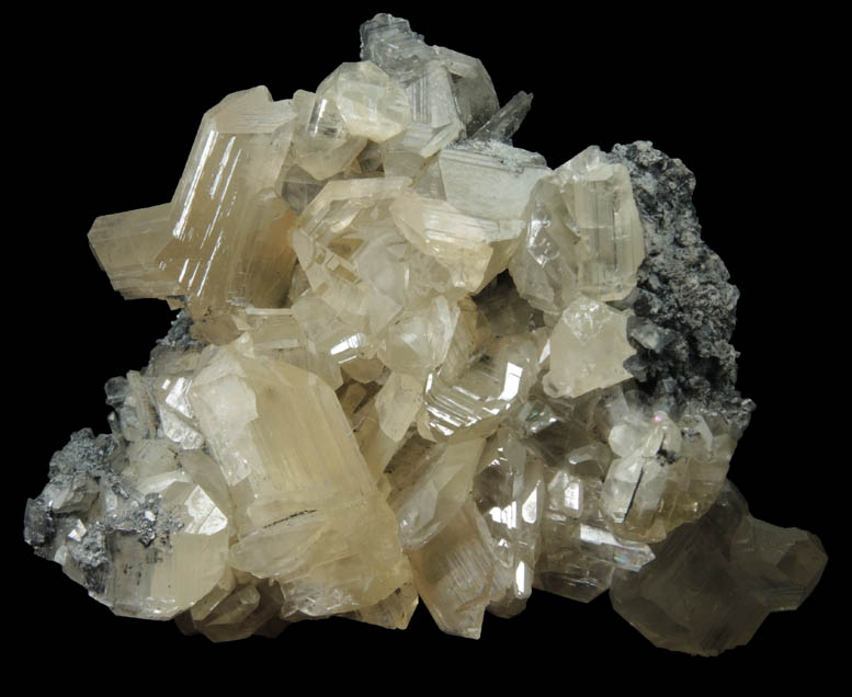 Cerussite (twinned crystals) on Galena from Touissit Mine, 21 km SSE of Oujda, Jerada Province, Oriental, Morocco