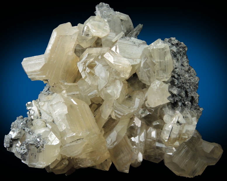 Cerussite (twinned crystals) on Galena from Touissit Mine, 21 km SSE of Oujda, Jerada Province, Oriental, Morocco