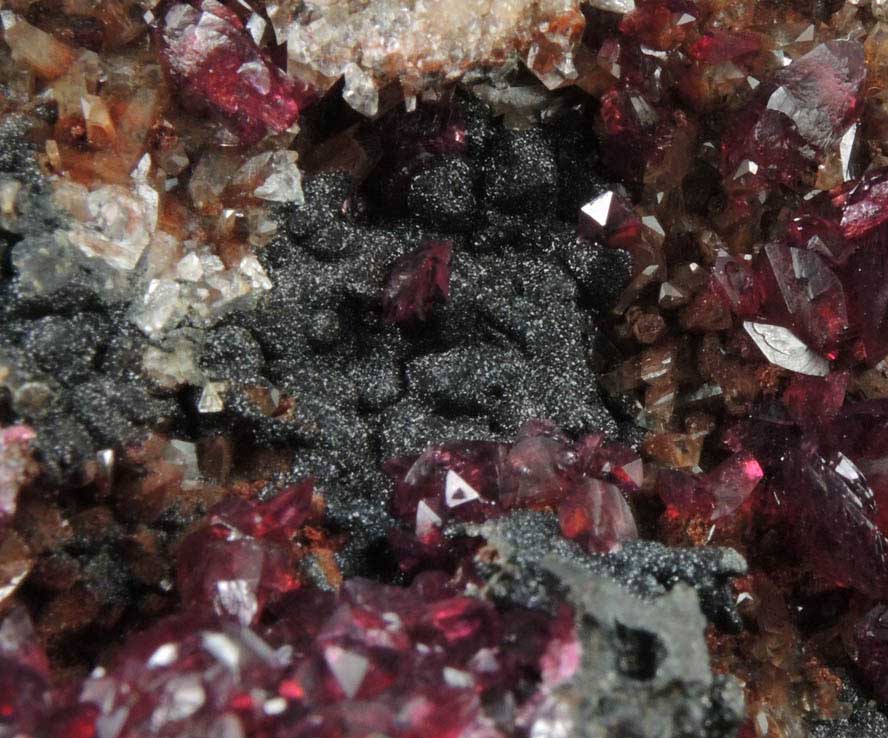 Roselite, Calcite, Heterogenite from Bou Azzer District, Anti-Atlas Mountains, Tazenakht, Ouarzazate, Morocco