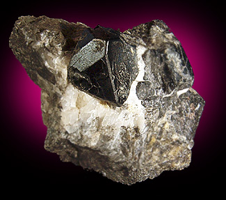 Franklinite in Calcite from Sterling Mine, Ogdensburg, Sterling Hill, Sussex County, New Jersey