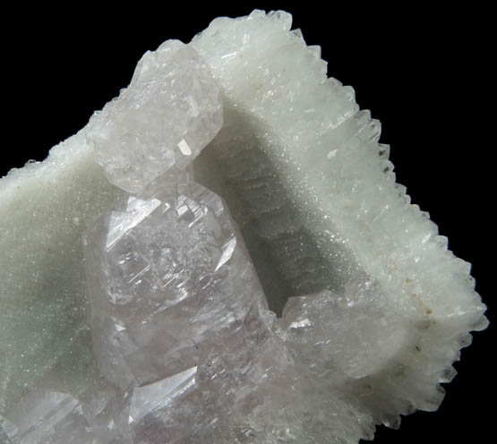 Quartz epimorph with Calcite from Mina San Vicente, Guanajuato, Mexico