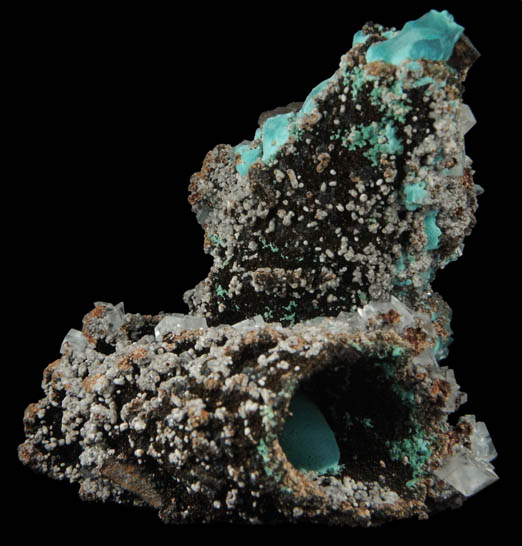 Limonite pseudomorphs after Calcite with Rosasite and Calcite from Mina Ojuela, Mapimi, Durango, Mexico