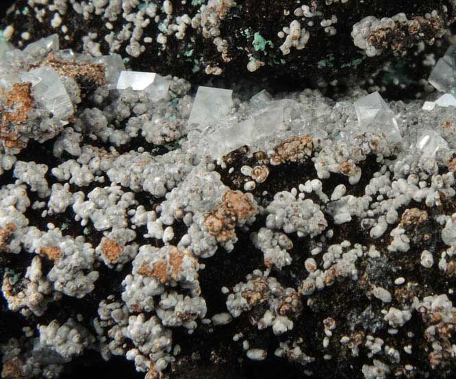 Limonite pseudomorphs after Calcite with Rosasite and Calcite from Mina Ojuela, Mapimi, Durango, Mexico