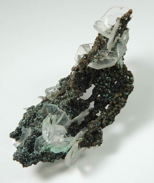 Calcite on stalactitic Limonite with Rosasite from Mina Ojuela, Mapimi, Durango, Mexico