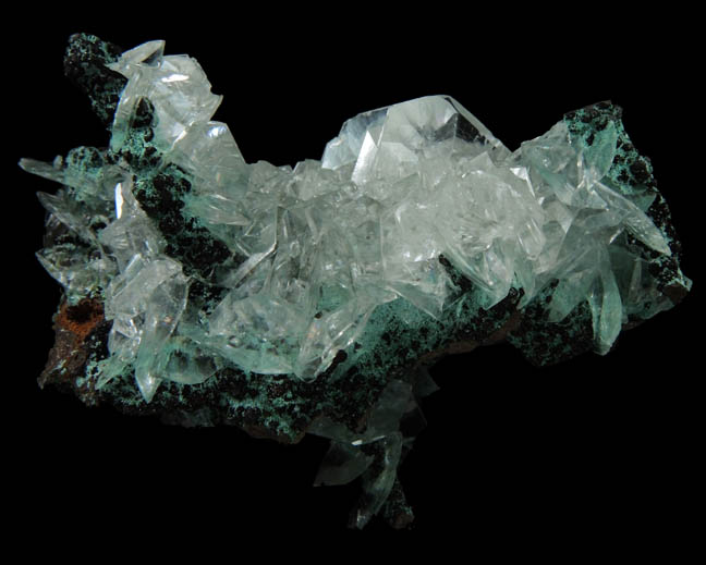 Calcite on Limonite with Rosasite from Mina Ojuela, Mapimi, Durango, Mexico