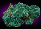 Dioptase on Malachite with Cerussite from Tsumeb Mine, Otavi-Bergland District, Oshikoto, Namibia