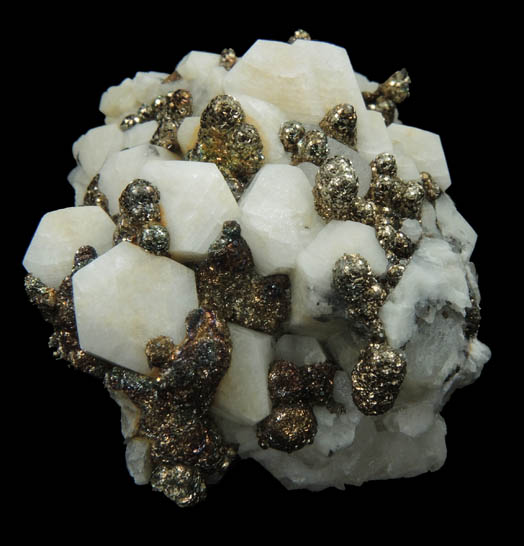 Pyrite on Calcite from Dalen-Kjrholt Mine, Brevik, Telemark, Norway