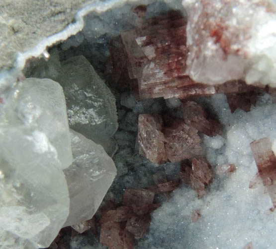 Epistilbite and Calcite on Quartz from Osilo, Sassari Province, Sardinia, Italy