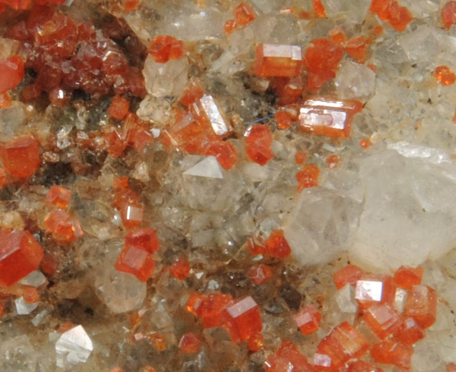 Vanadinite on Quartz from Pack Rat Mine, near Wickenburg, Maricopa County, Arizona