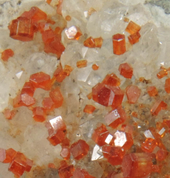 Vanadinite on Quartz from Pack Rat Mine, near Wickenburg, Maricopa County, Arizona