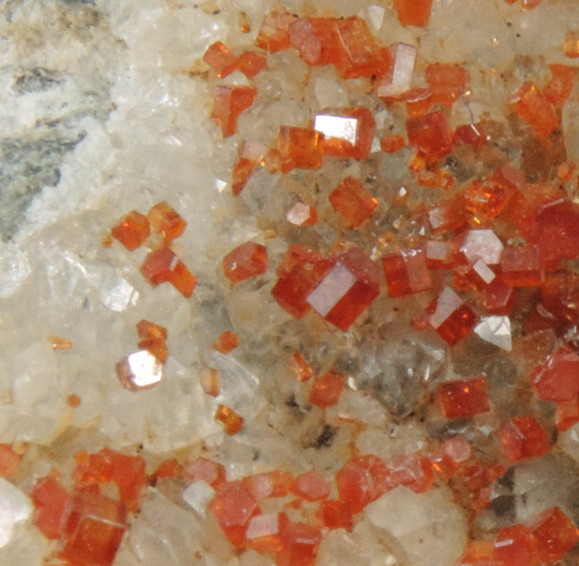 Vanadinite on Quartz from Pack Rat Mine, near Wickenburg, Maricopa County, Arizona