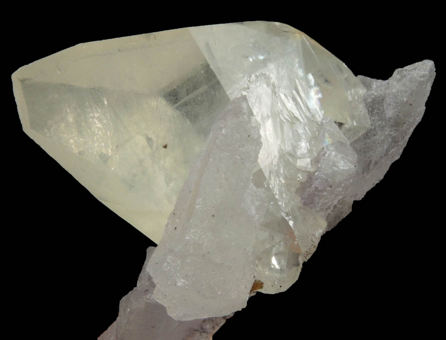 Calcite and Sphalerite on etched Fluorite from Elmwood Mine, Carthage, Smith County, Tennessee