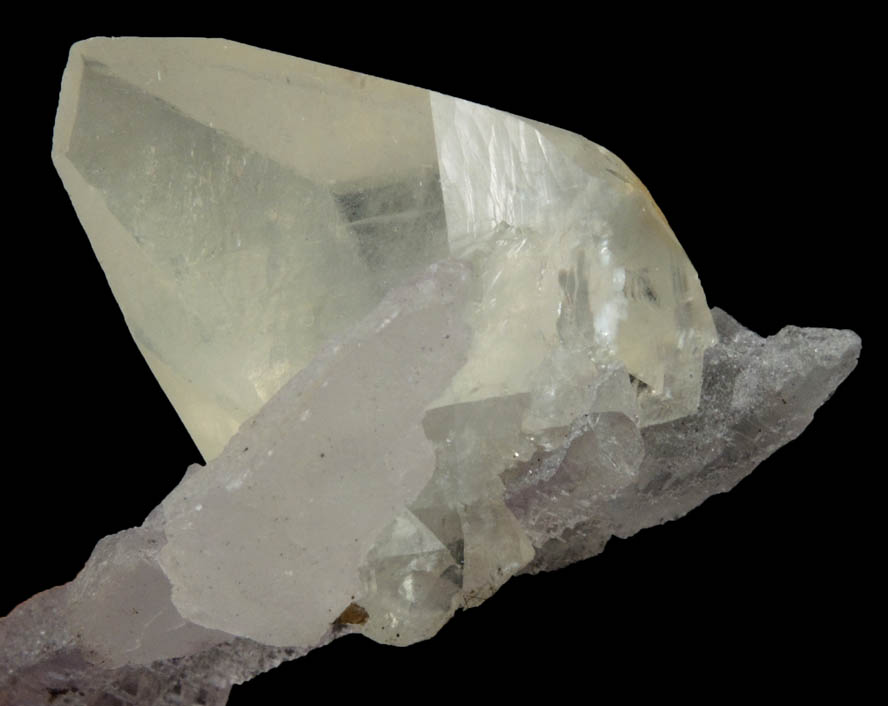 Calcite and Sphalerite on etched Fluorite from Elmwood Mine, Carthage, Smith County, Tennessee